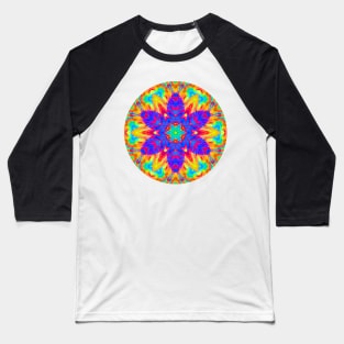 Abstract Rainbow Color Kaleidoscope Flower Baseball T-Shirt